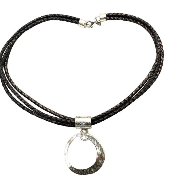SILPADA Womens Necklace Black Leather Sterling Silver N1499 Retired - Picture 2 of 4